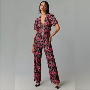 WAYF Floral Tie-Front Jumpsuit